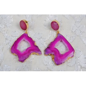 Pink Druzy Dangler Earrings